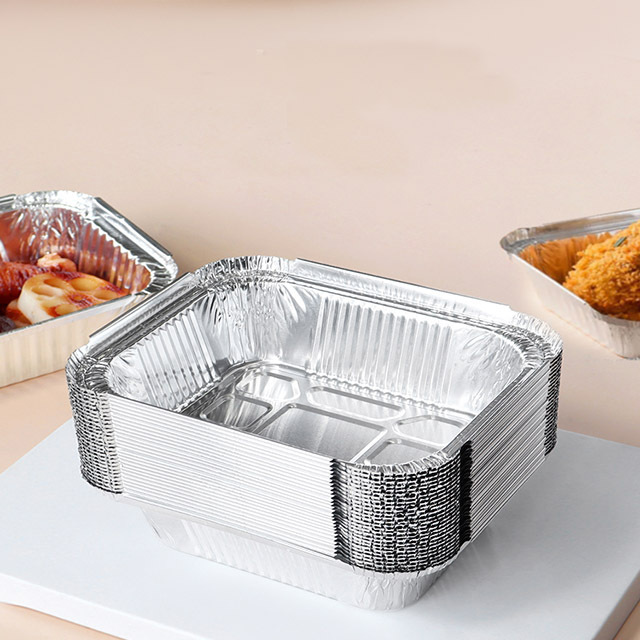 Rectangle200ml 450ml 600ml  850ml 1100ml  1350ml 4700ml Disposable Aluminum Foil Container Fast Food Plate/BBQ Tin Tray With Lid