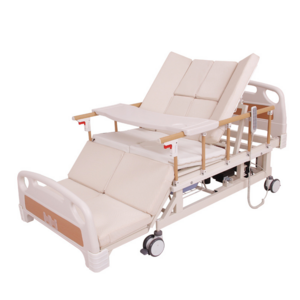 Hospital Equipment 5 Function Manual Electric Adjustable Elderly Home Nursing Medical Hospital Bed Wheelchair Bed With Toilet