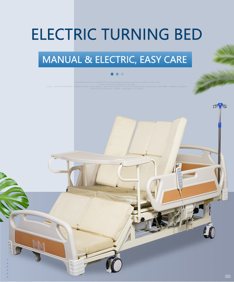 Hospital Equipment 5 Function Manual Electric Adjustable Elderly Home Nursing Medical Hospital Bed Wheelchair Bed With Toilet