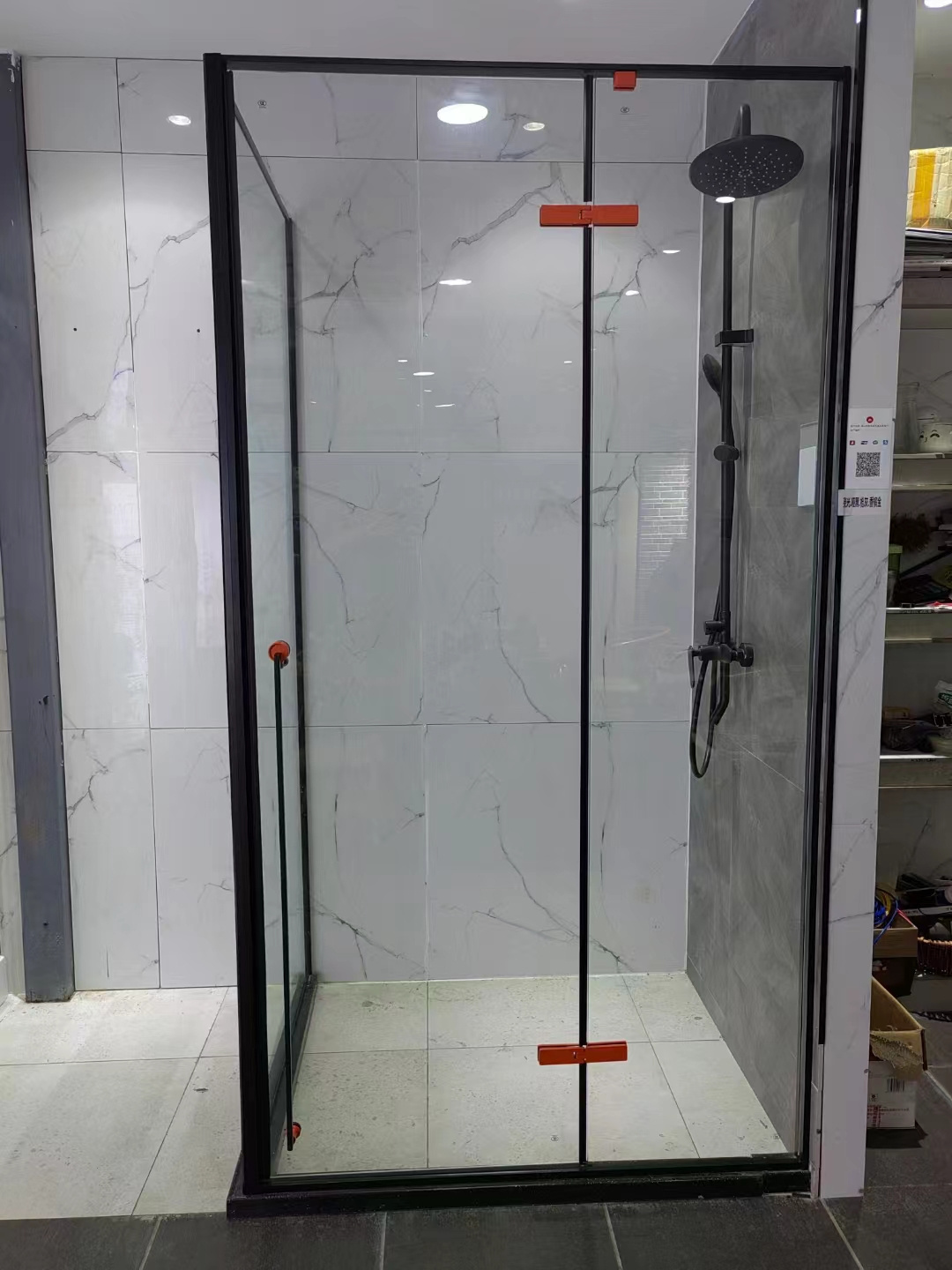 Newly designed hinge free of perforation barrier-free internal and external swing doors tempered glass shower room