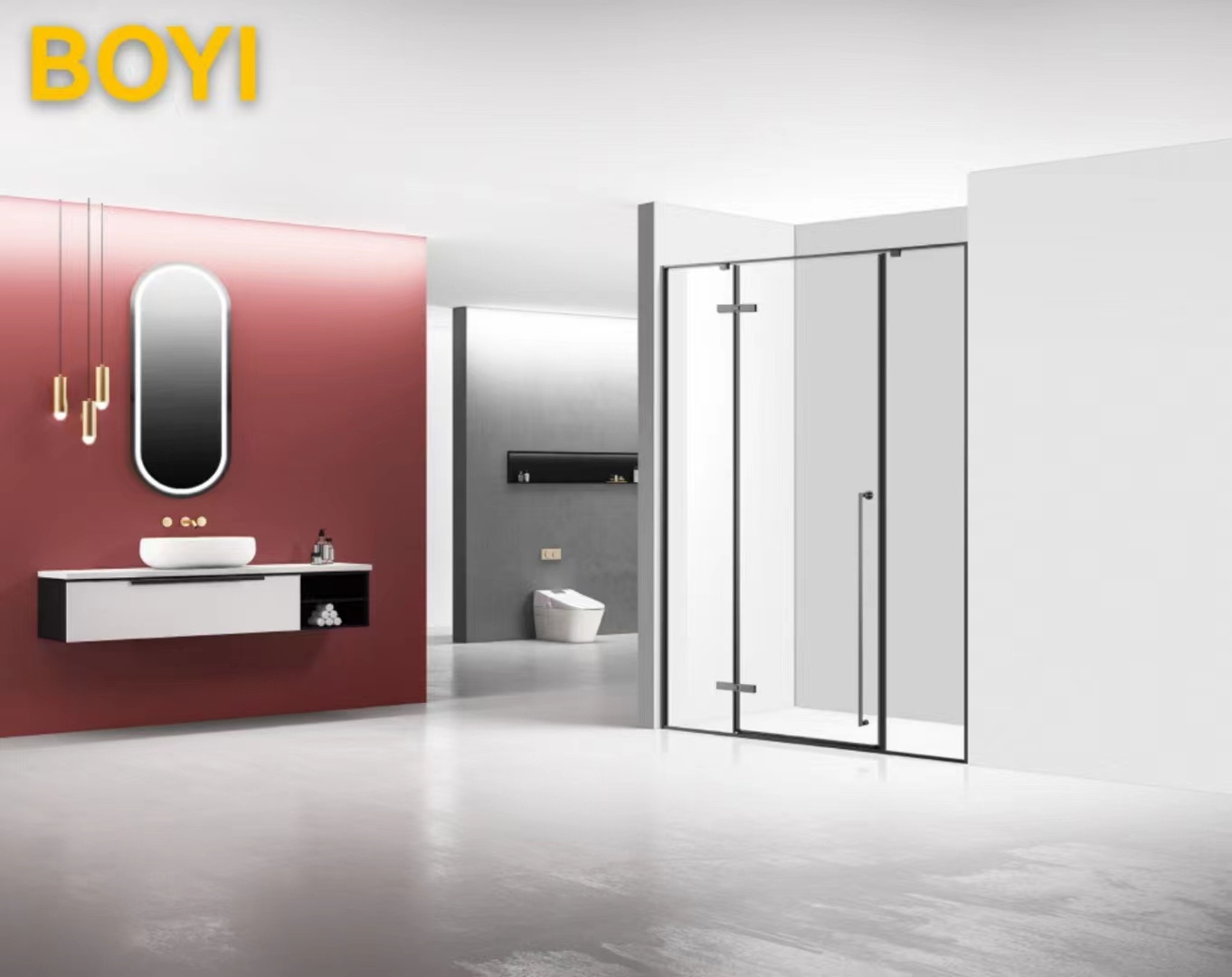 Newly designed hinge free of perforation barrier-free internal and external swing doors tempered glass shower room