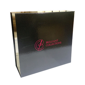 Custom Logo Luxury Paper Big Black Gold Folding Rigid Hardbox Magnet Magnetic Gift Packaging Box With Ribbon Handle