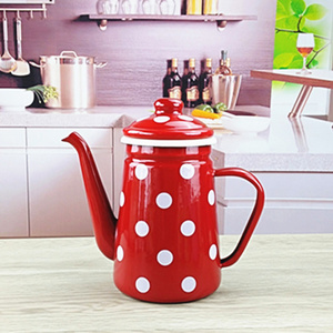 Custom Colour Printing Enamel Water Jug Enamel Pitcher with rolled rim