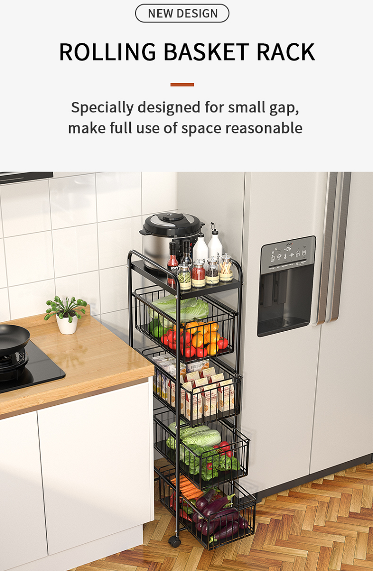 Home Used Mobile Shelf Storage Unit 5 Tier Kitchen Bathroom Trolley