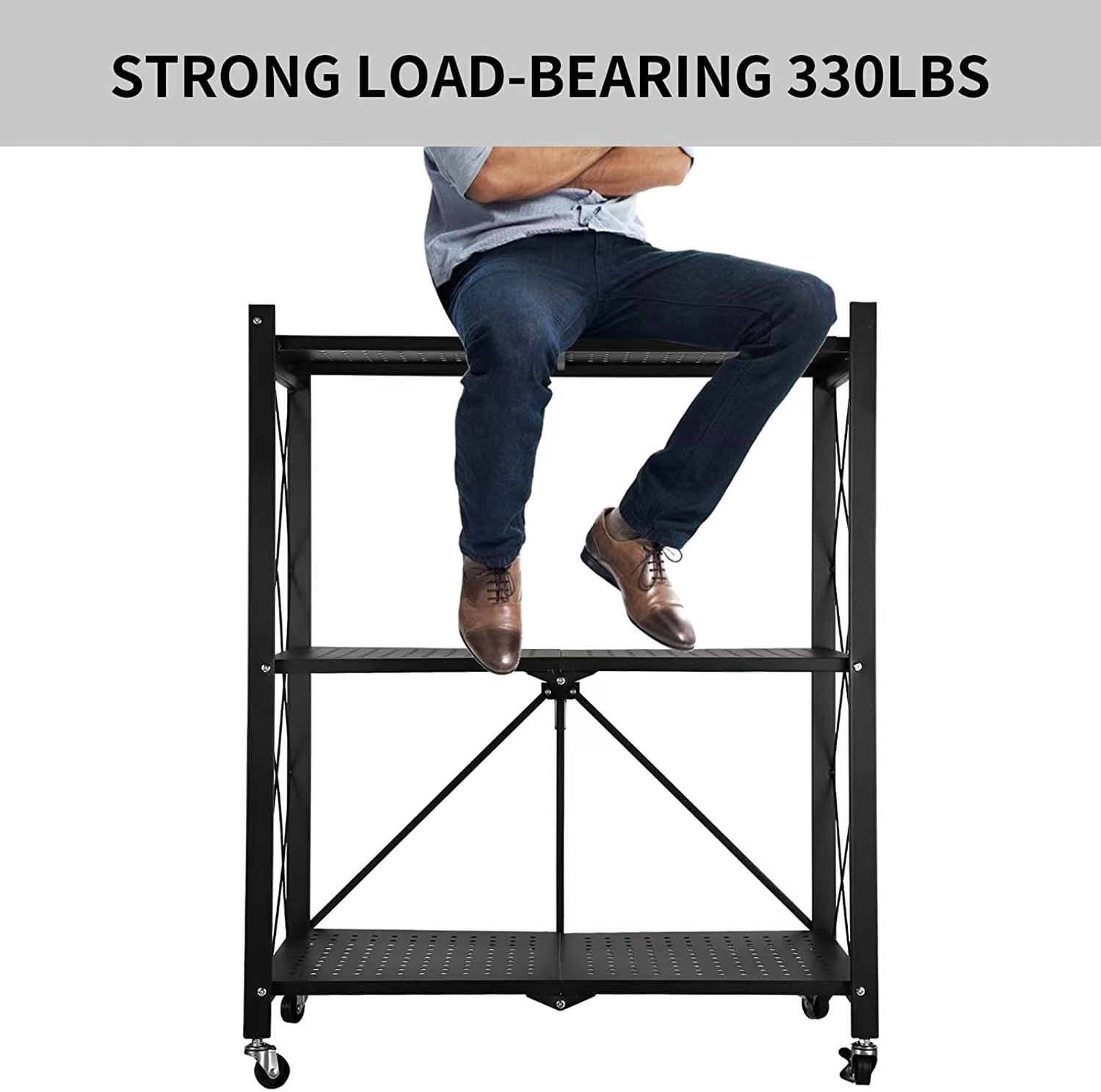 Multifunctional 3 Tier Folding Storage Shelves Kitchen Oven Foldable Storage Shelf Kitchen Display Rack Folding Shelf