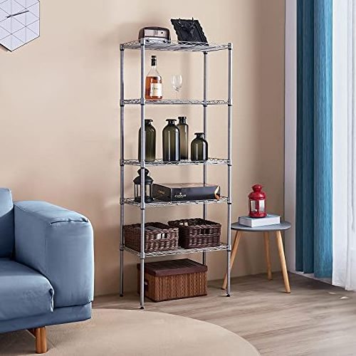 5 Tier Adjustable Metal Storage Rack Wire Shelving Unit Storage Shelf for Pantry Closet Kitchen