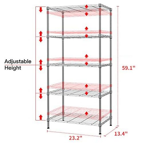 5 Tier Adjustable Metal Storage Rack Wire Shelving Unit Storage Shelf for Pantry Closet Kitchen