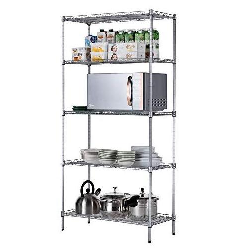 5 Tier Adjustable Metal Storage Rack Wire Shelving Unit Storage Shelf for Pantry Closet Kitchen