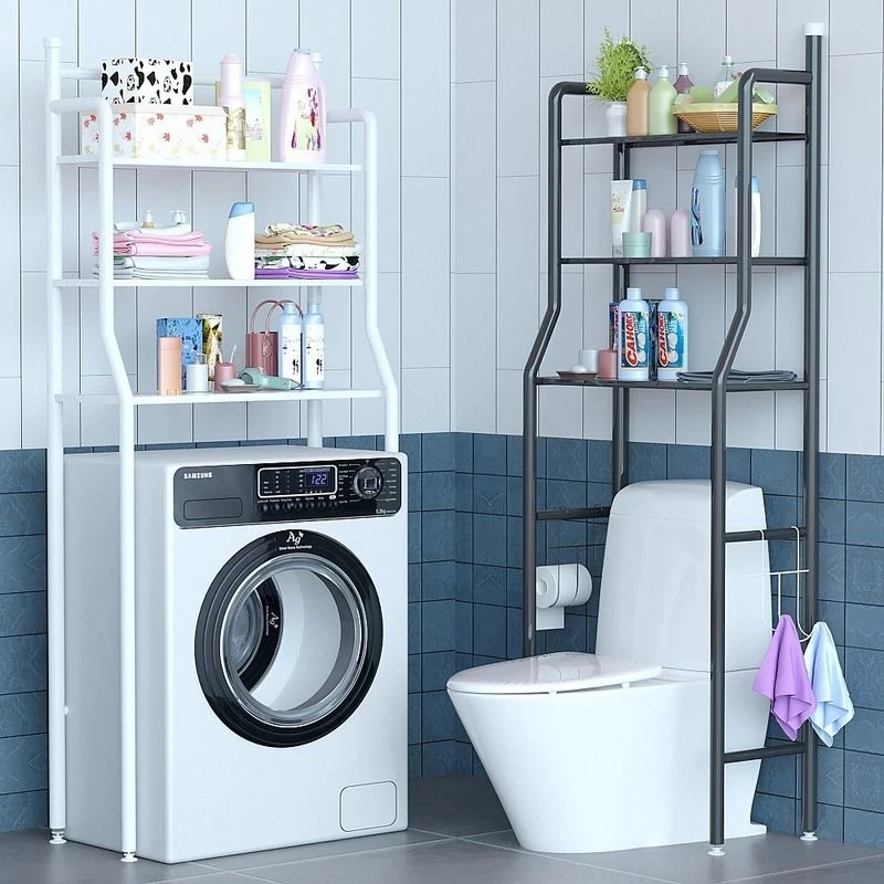 Bathroom Storage Rack Stand Washing Machine Rack Metal Corner Toilet Shelf