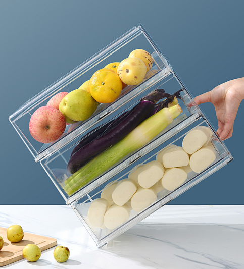 BPA-Free Thickened PET material Multilayer Fridge Storage Organizer for Kitchen