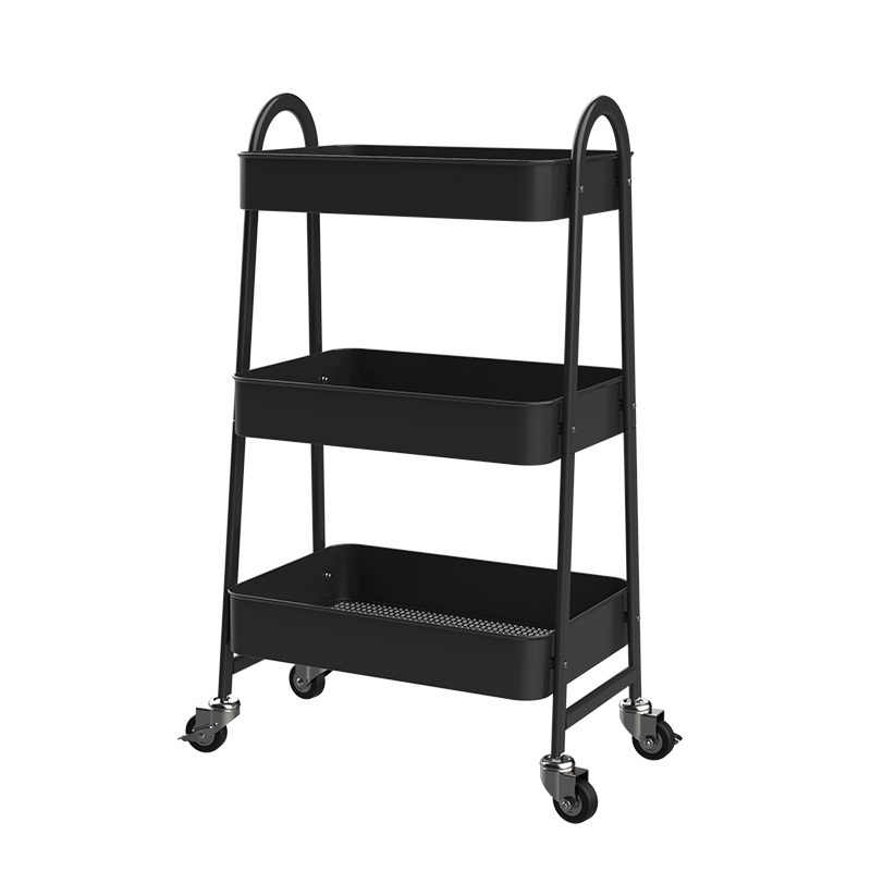 Strong Load-bearing 3 Tier Rolling Utility Cart Home Storage Shelves Multifunction Kitchen Storage Rack Trolley Service Cart