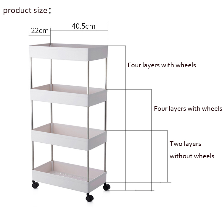 Narrow Mobile Shelving Unit with Handle Skinny Utility Cart with Wheels for Kitchen Bathroom Laundry Room