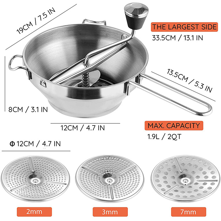 Stainless Steel Potato Masher Vegetable Fruits Puree Pressing Tool Pumpkin Grinder Food Masher Jam Mill Food Mill