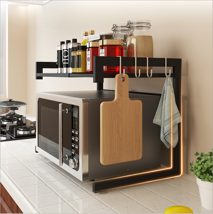 Kitchen Metal Microwave Oven Rack Expandable Microwave Shelf Adjustable Oven Organizer Shelf