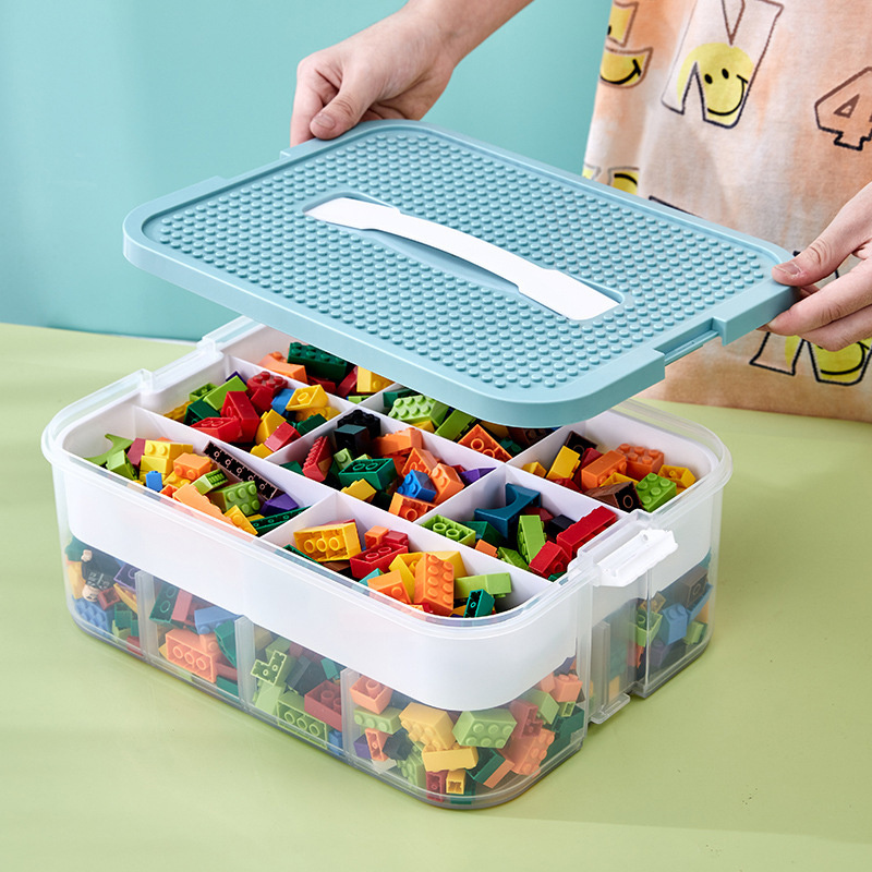 Storage Organizer Bins Plastic Kids Child Toy Containers with Bricks Base plate Lids Storage Boxes bins