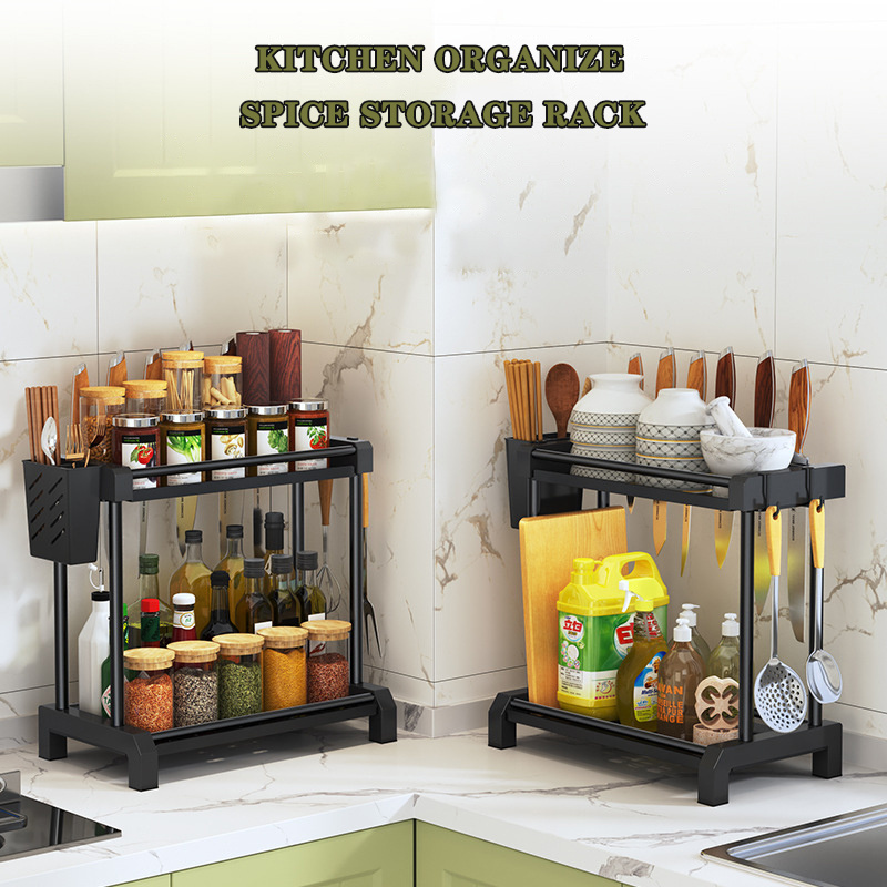 Stainless Steel spice organize rack kitchen accessories Detachable Cabinets storage rack