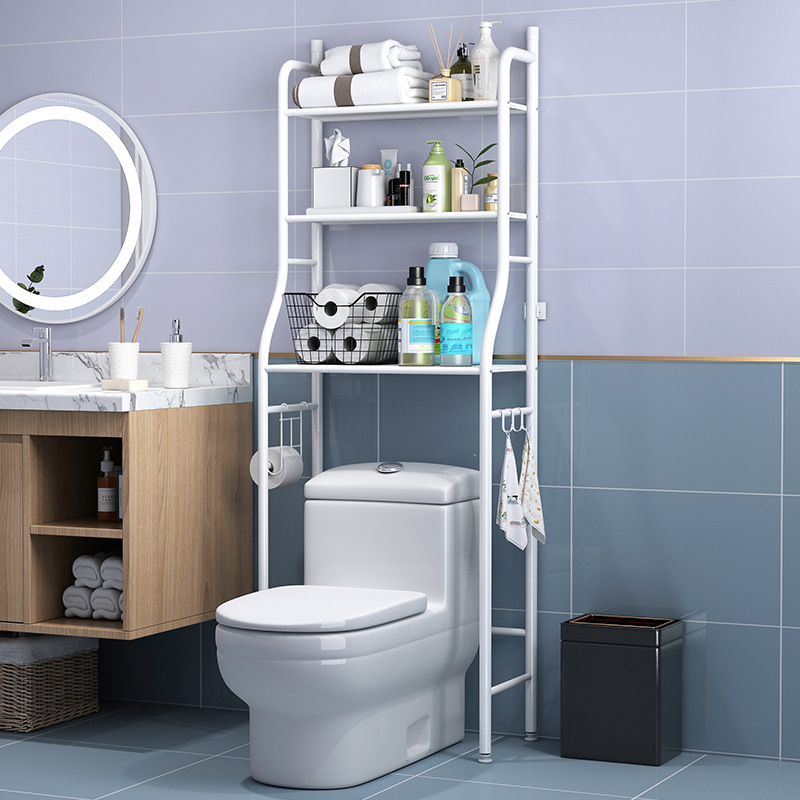 Bathroom Storage Rack Stand Washing Machine Rack Metal Corner Toilet Shelf