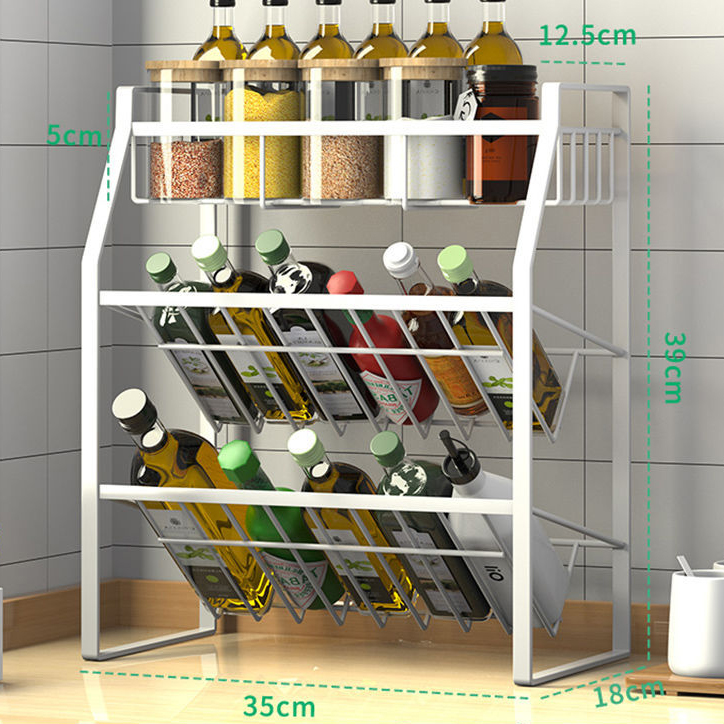 Metal Iron Standing Spice Rack Organizer 3-tier Shelf Organizer Counter top Storage Kitchen Seasoning Rack Holder Organizer