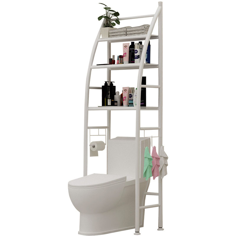 3-Tier Laundry Room Shelf Over The Toilet/ Washing Machine Storage Rack Bathroom Organizer with Clothes Hanging Rod