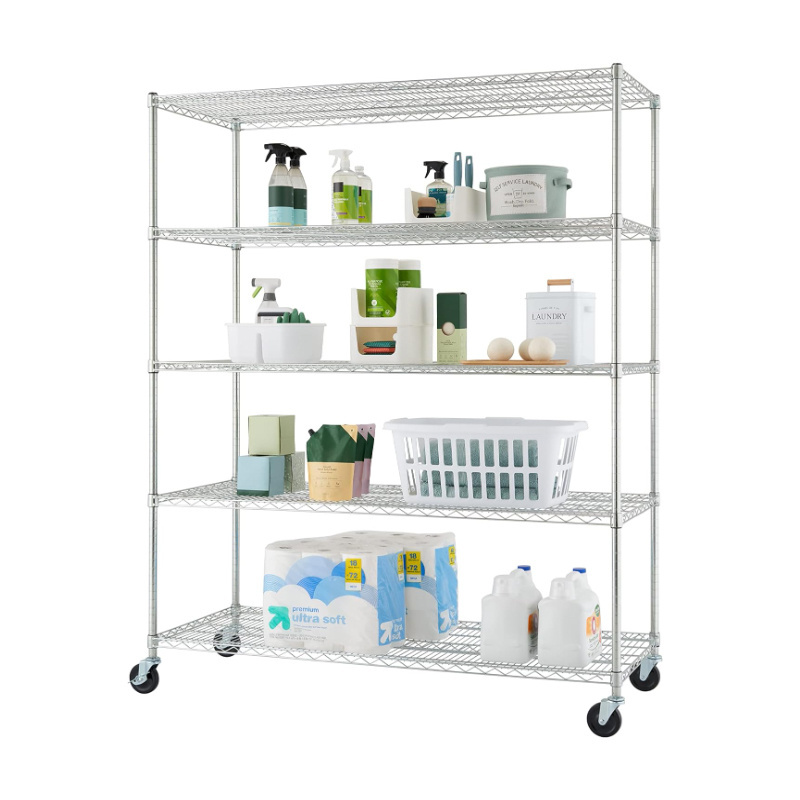 China Manufacturer 4 Tier Metal Shelving Racks Storage chromium wire shelves NSF Approval Wire Shelving