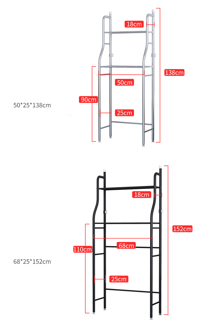 Bathroom Storage Rack Stand Washing Machine Rack Metal Corner Toilet Shelf