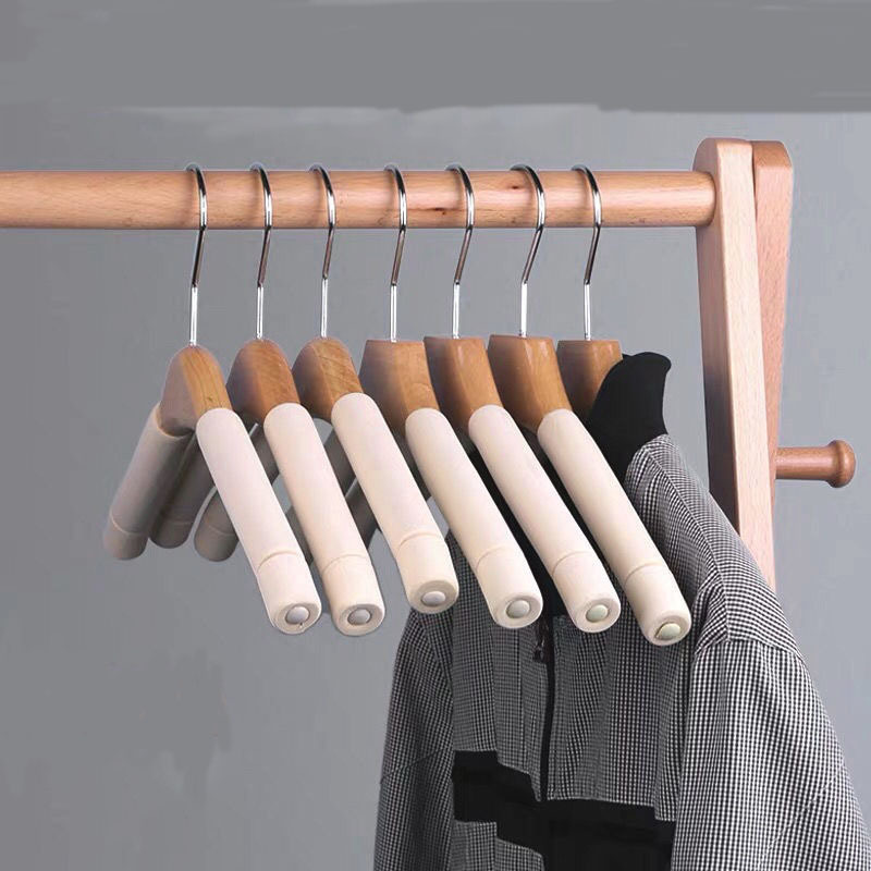 Ladies And Men's Non-slip Sponge Covered Wooden Clothes Hanger Non-trace Hanging Clothes Rack For Clothes Stores Household