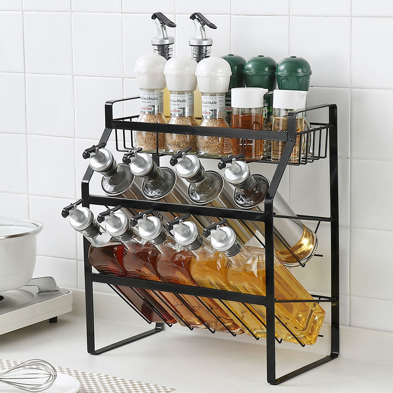 Metal Iron Standing Spice Rack Organizer 3-tier Shelf Organizer Counter top Storage Kitchen Seasoning Rack Holder Organizer