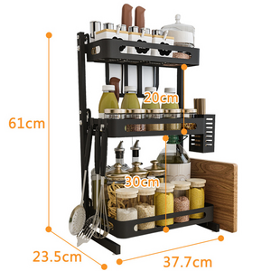 Kitchen 3-layer Multifunctional Counter Top Organizer Paint Stainless Steel Spice Rack Storage Shelf Seasoning Spice Bottle Rack