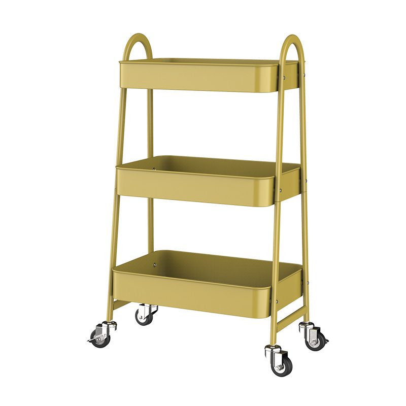 Strong Load-bearing 3 Tier Rolling Utility Cart Home Storage Shelves Multifunction Kitchen Storage Rack Trolley Service Cart