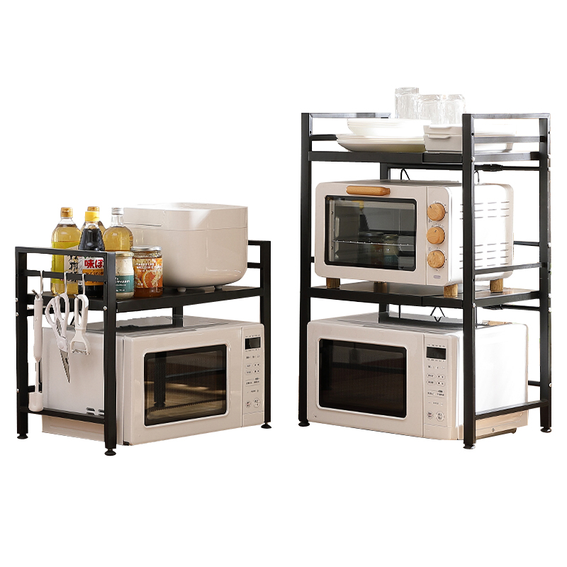 Expandable Microwave Oven Rack Adjustable Microwave Shelf Stand Kitchen Counter Top Organizer