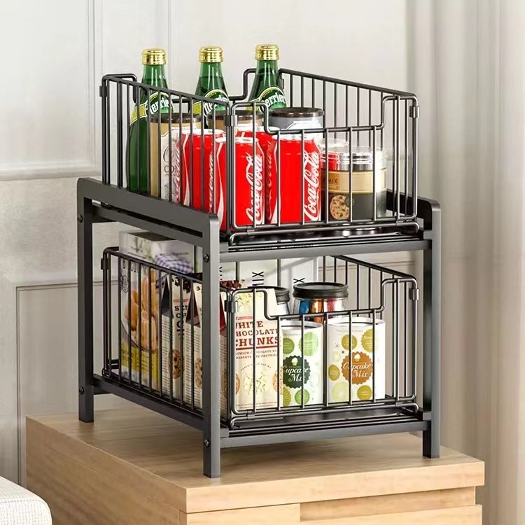 Expandable Shelf Kitchen 2-tier Cabinet Rack Under Sink Organizer Spice Rack