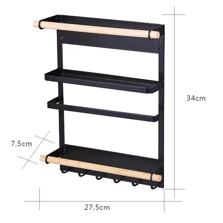 Manufacturer Iron Kitchen Home Fridge Refrigerator Side Mounting Magnetic Spice Rack Storage Shelf