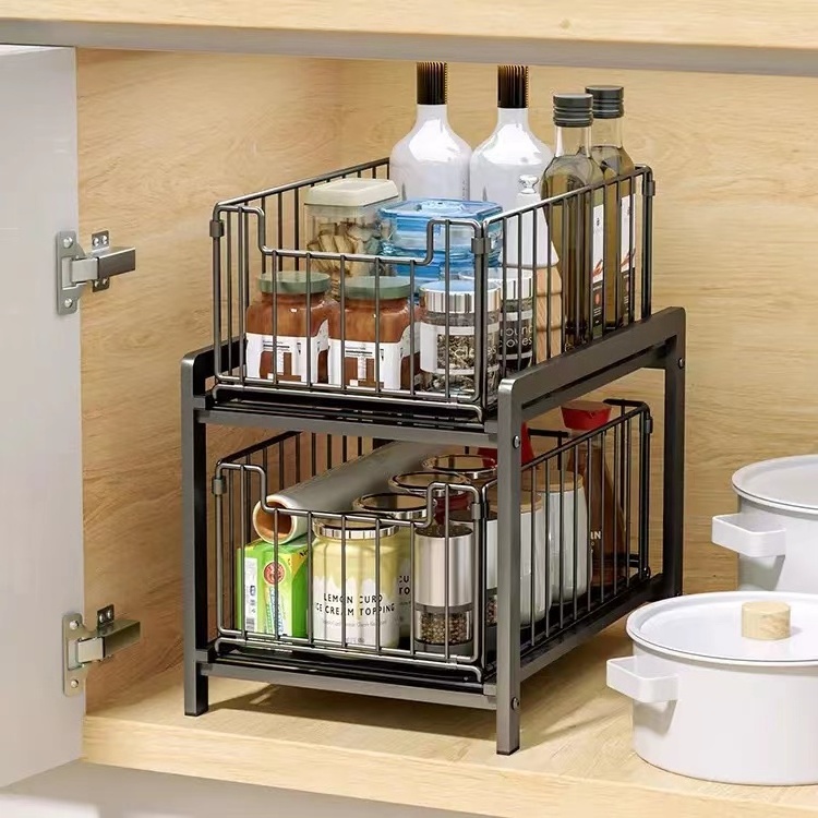 Expandable Shelf Kitchen 2-tier Cabinet Rack Under Sink Organizer Spice Rack