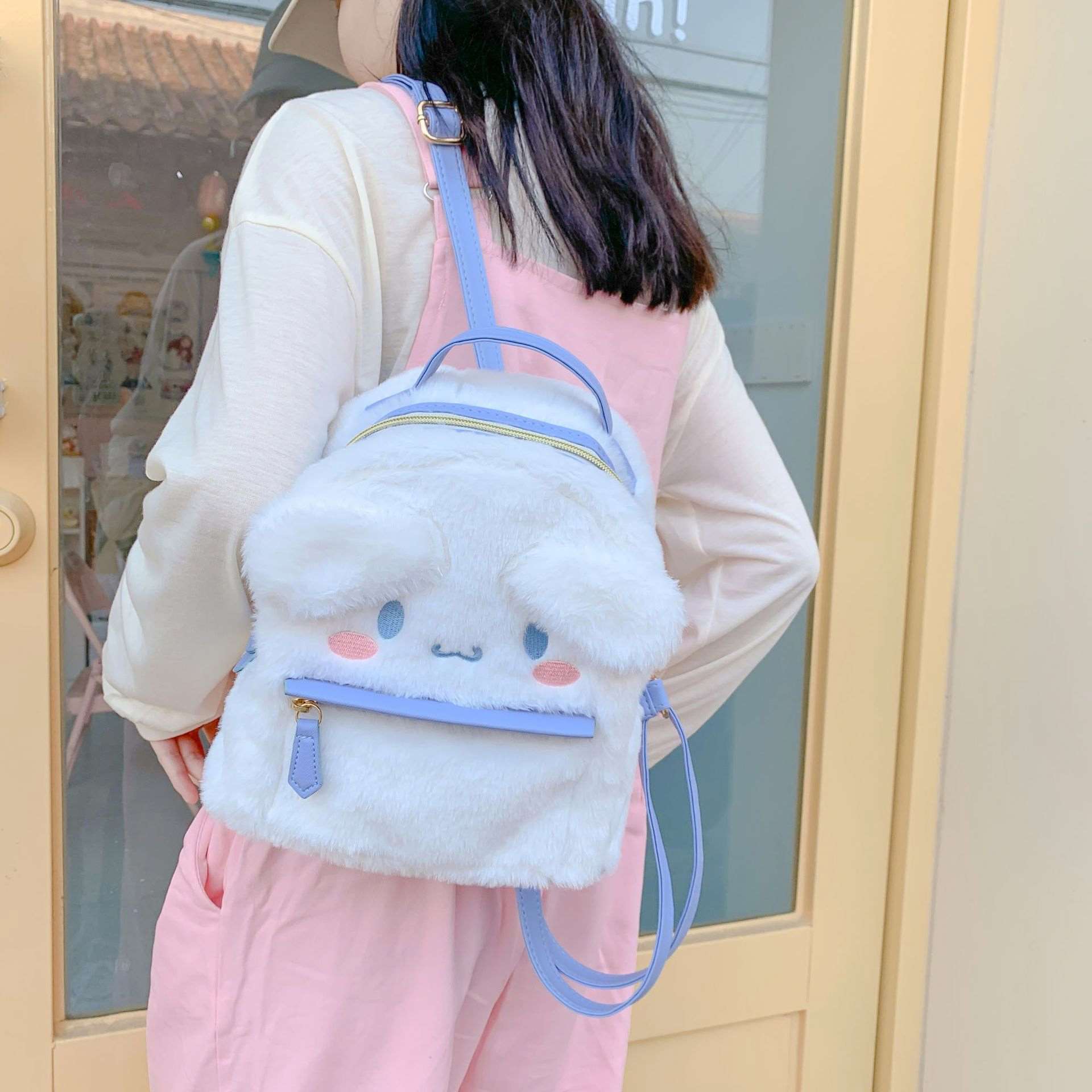 New Cute Little Furry Dog Student Bag Autumn And Winter Plush Backpack Fashion Children's School Bag Plush Backpacks