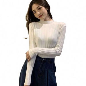 Spring autumn Korean version new slim show wearing half high collar pit long sleeve knitted bottom unlined upper garment sweater