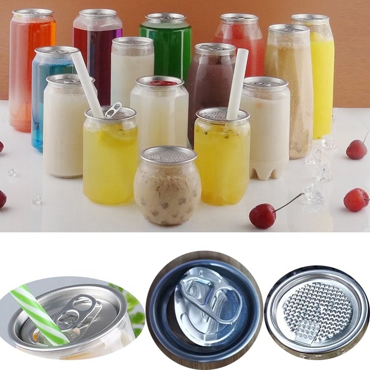 Plastic Can with Logo Low Price Transparent Plastic Can Soda Drinking Bottle with Aluminum Lid