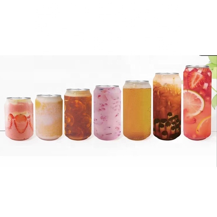 Plastic Can with Logo Low Price Transparent Plastic Can Soda Drinking Bottle with Aluminum Lid