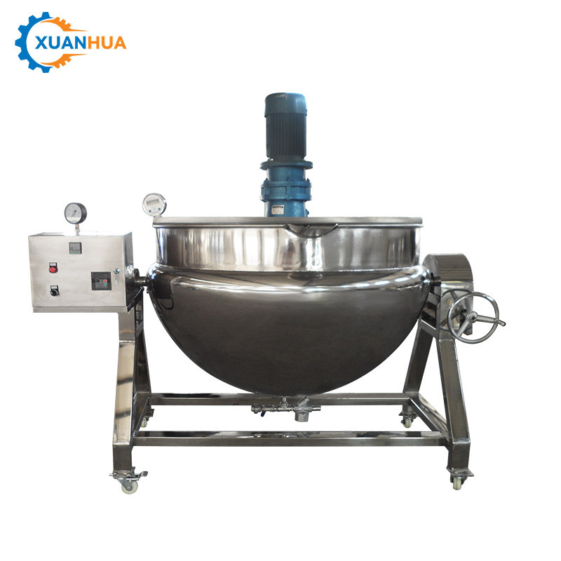 gas electric double jacketed kettle boiler cooking pot jacketed kettle mixer machine with mixer