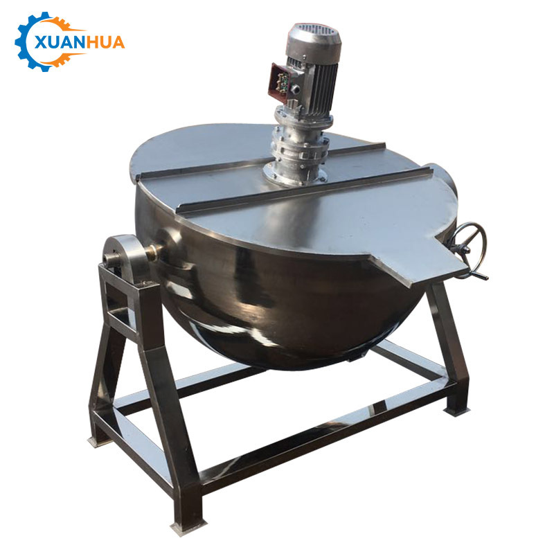 gas electric double jacketed kettle boiler cooking pot jacketed kettle mixer machine with mixer