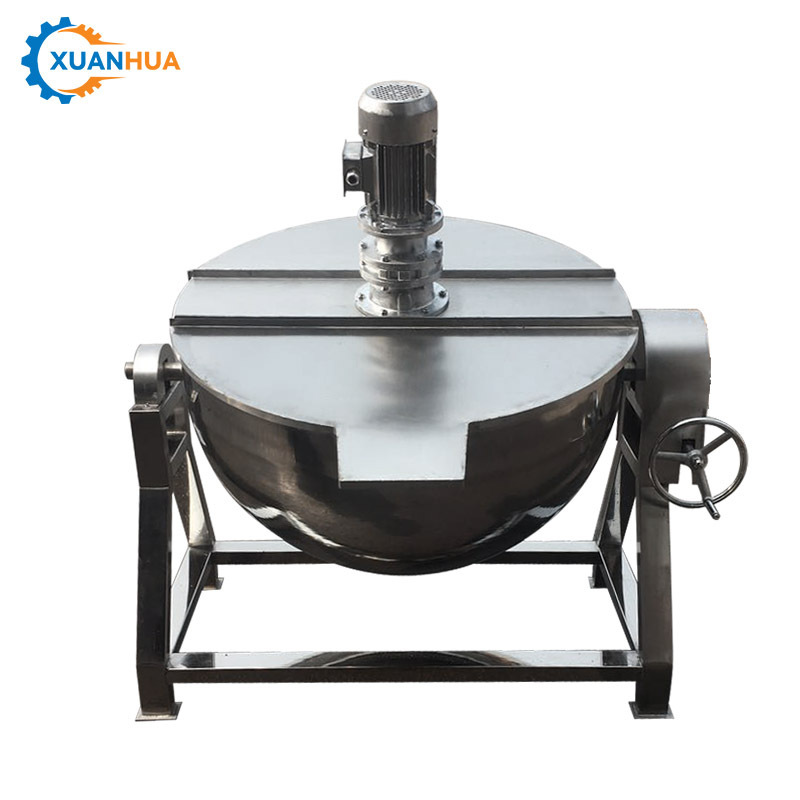 gas electric double jacketed kettle boiler cooking pot jacketed kettle mixer machine with mixer