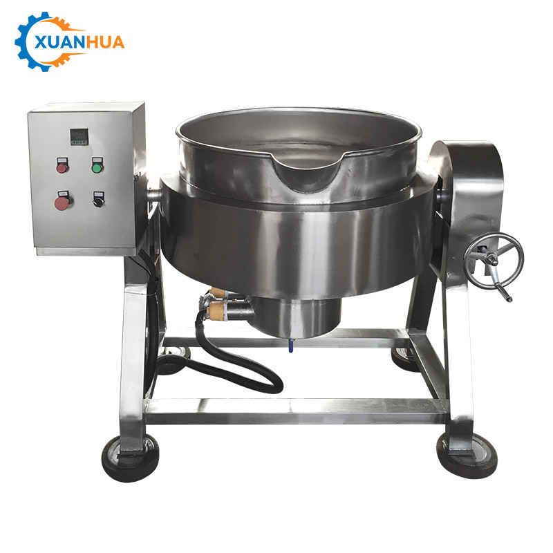 gas electric double jacketed kettle boiler cooking pot jacketed kettle mixer machine with mixer