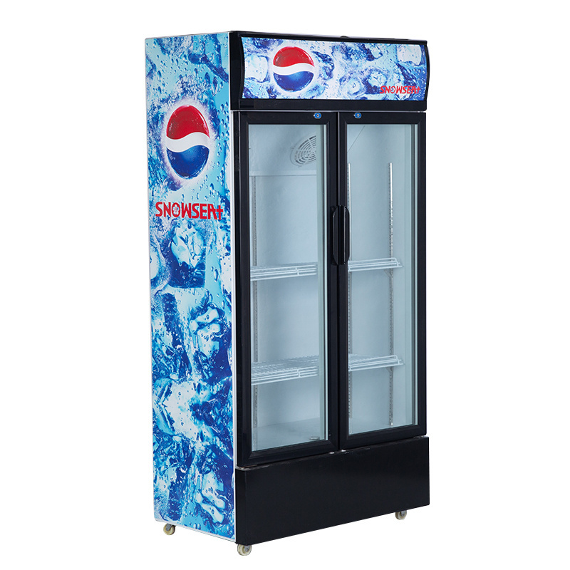 LC-533 Snowsea Durable Using Vertical Double Door Upright Display Freezer Upright Freezing Showcase