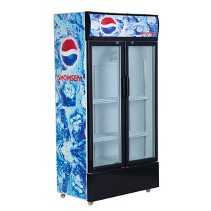 LC-533 Snowsea Durable Using Vertical Double Door Upright Display Freezer Upright Freezing Showcase