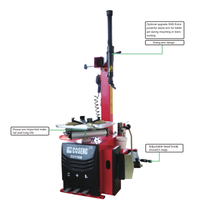 Basic Model Tyre Changer Machine Combo with CE 8-10 Bar Operating Pressure 110V/220V Power Supply 2500 Kg Bead Breaker Force