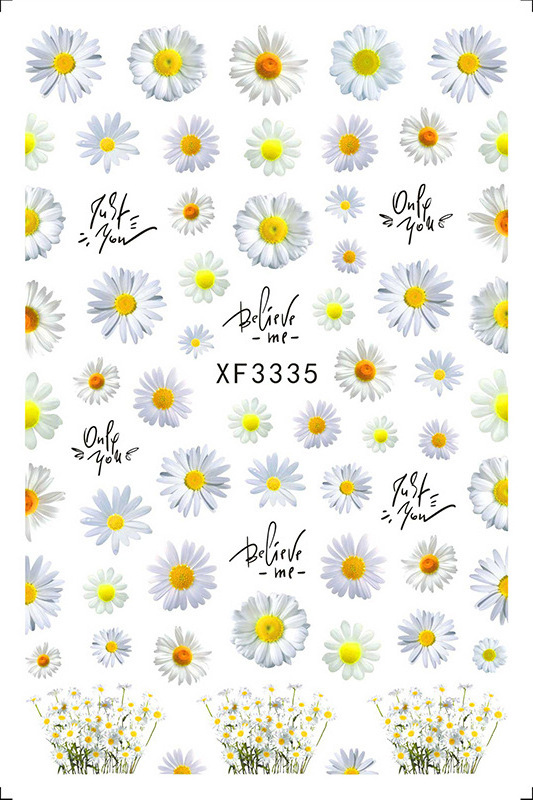 Hot Selling Spring and Summer Nail Stickers Mood Leaf Decals Flower Letters Self Adhesive 3D Nail Art Decoration for Manicure