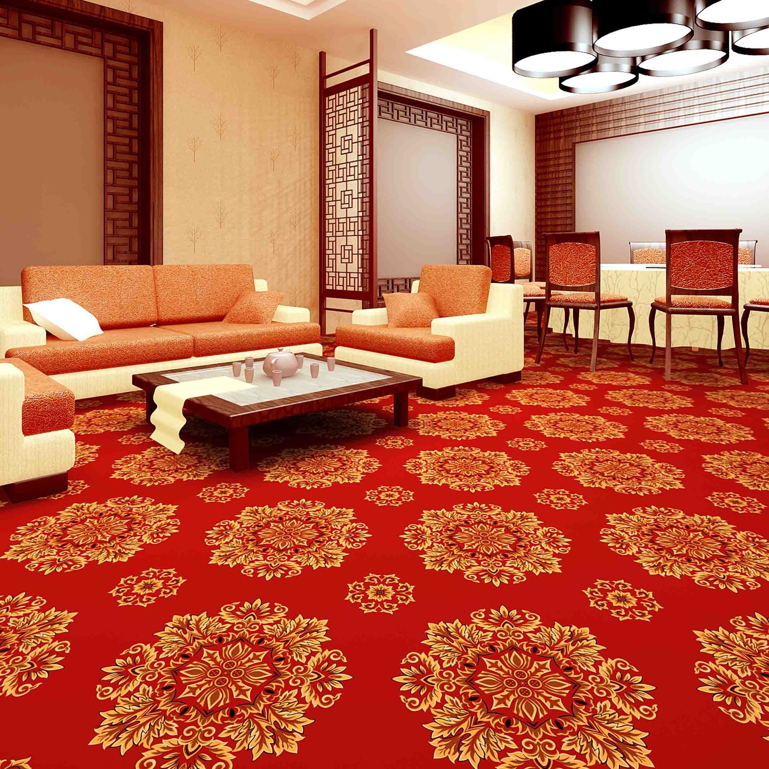 The exquisite floral carpet can be customized for commercial hotels and restaurants.