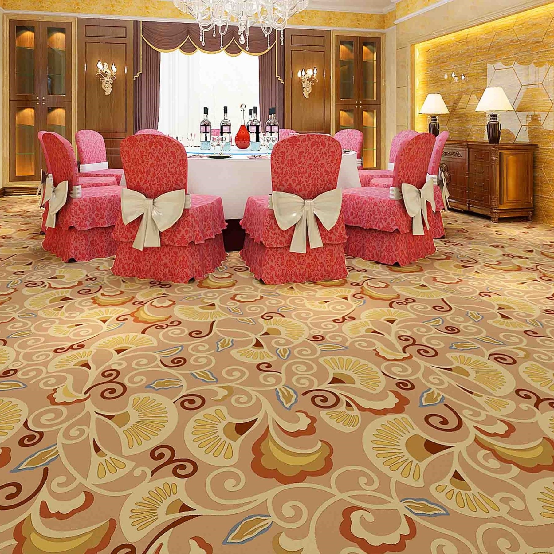 The exquisite floral carpet can be customized for commercial hotels and restaurants.