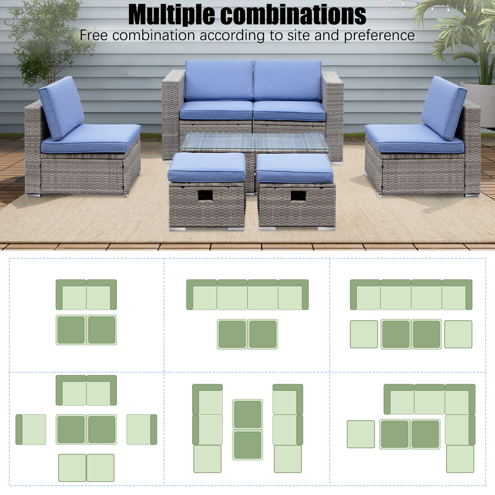 Contemporary Rattan Sectional Sofa Set for Outdoor Living