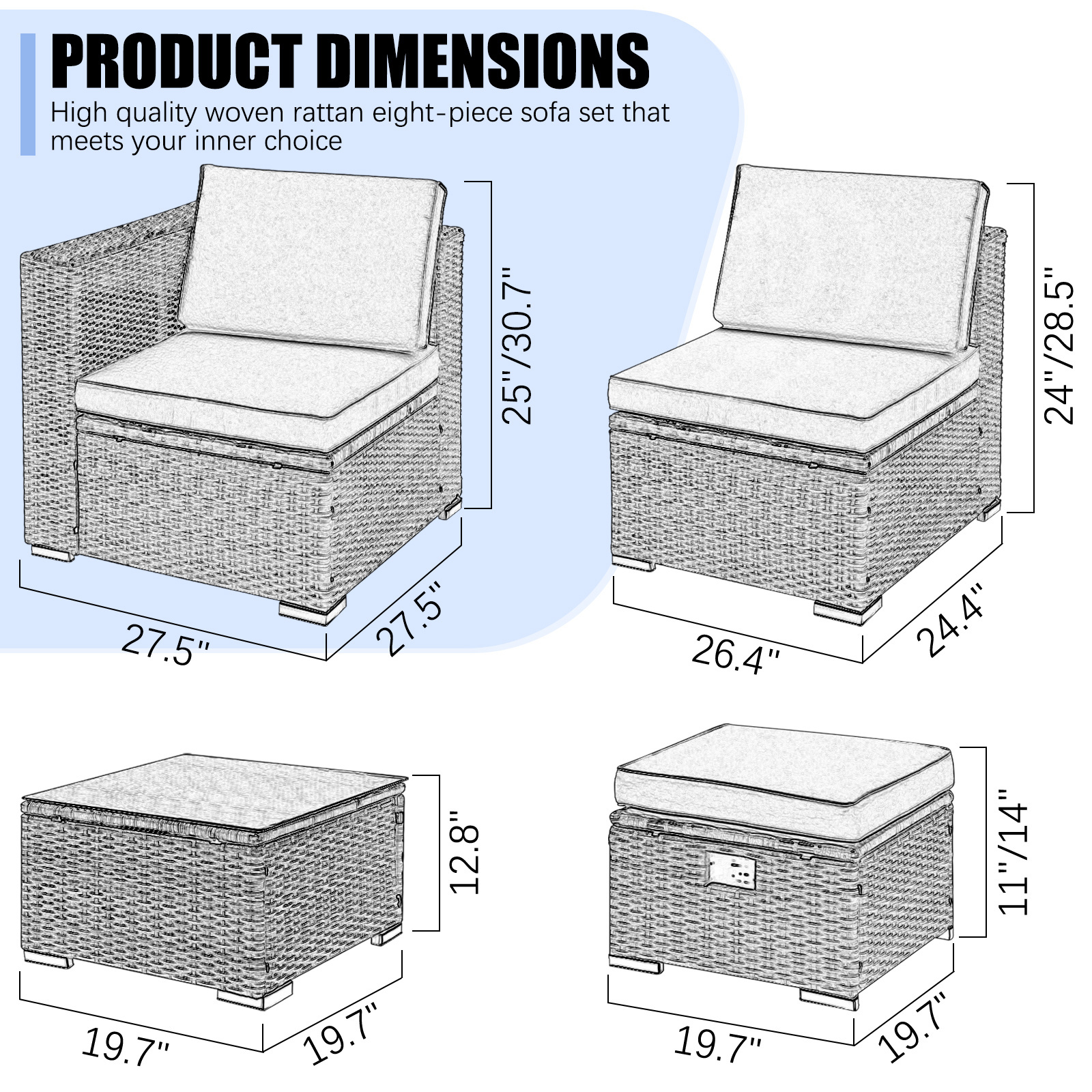 Contemporary Rattan Sectional Sofa Set for Outdoor Living