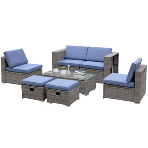 Contemporary Rattan Sectional Sofa Set for Outdoor Living